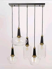 Kirkland’s Home 5 Light Black And Gold Chandelier *New Condition in Open Box*