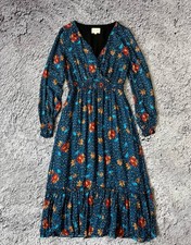 Sézane Floral Leopard Print Wrap Midi Dress Women Viscose Long Sleeve Size 38