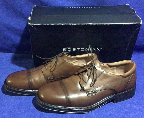 Antique Brown Leather Bostonian Oxford Shoes Sz 11 M Cap Toe NEW - Picture 6 of 8