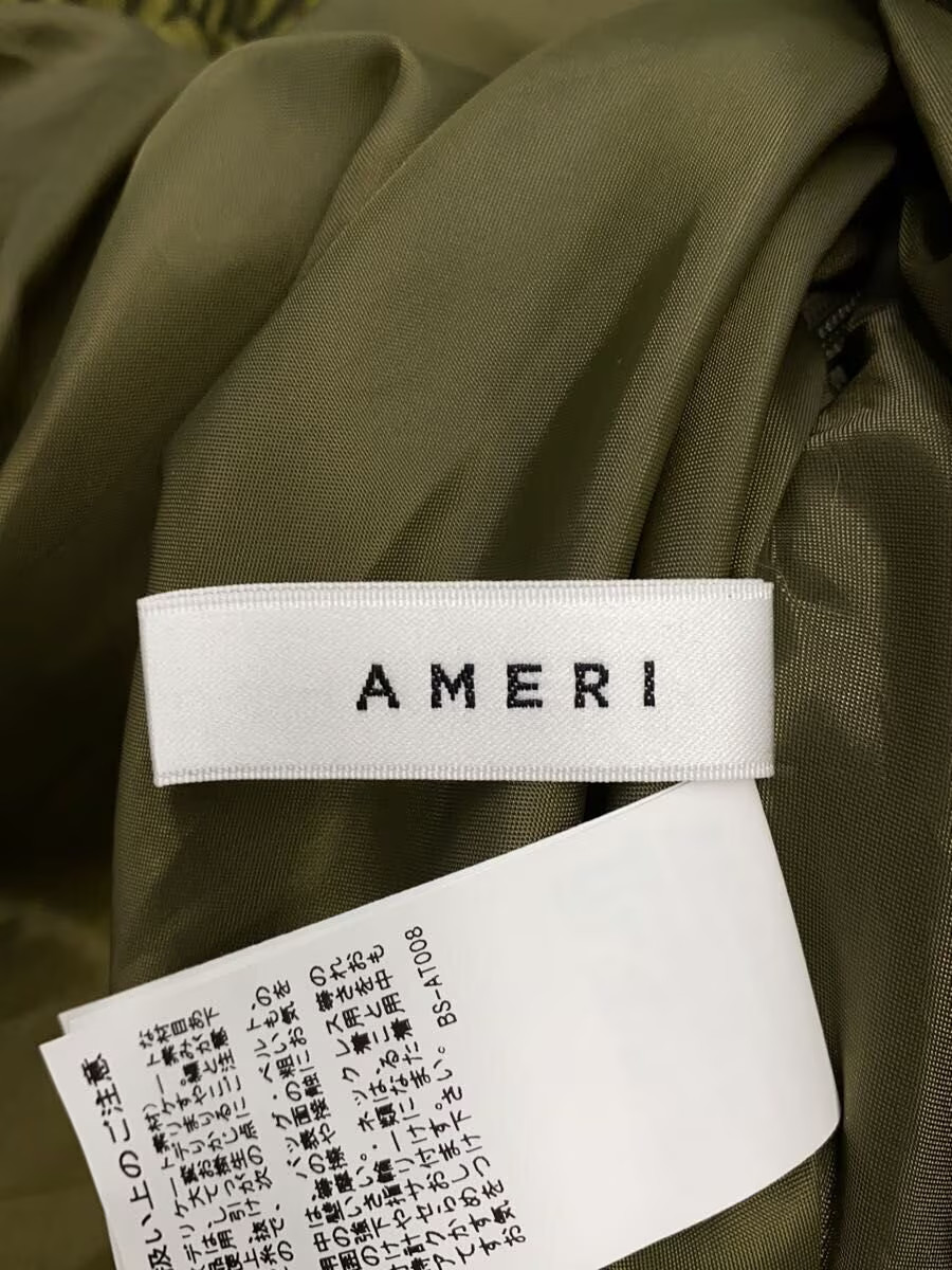 AMERI Long Skirt M Nylon KHK Allover Pattern 0122… - image 4
