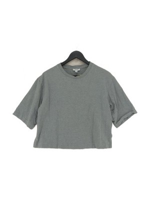 Reiss Damen T-Shirt S Grau 100% Baumwolle Kurzarm Rundhals Basic