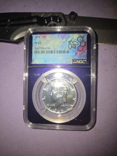 1964 Kennedy Proof Half Dollar 50c Silver Graded NGC PF67 Purple/Bee Labels