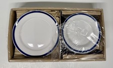 IKEA Duktig 8-Piece Children's Porcelain Ivory Plate/Bowl Set w/Blue Rim  New