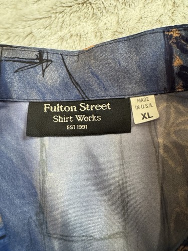 VTG 90s Fulton Street Shirt Works Colorful Abstract Polo Disco Shirt Mens XL USA - Picture 5 of 7