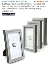 4x6 Shadow Box Frame 4 Pack Wood, Rustic With Tempered Glass New In Box