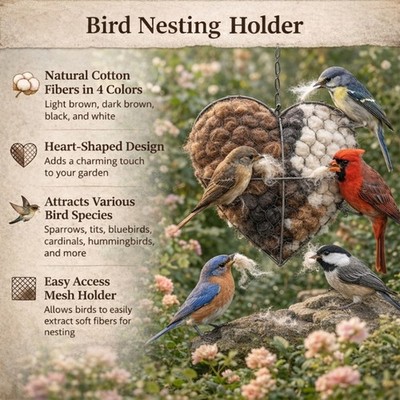 Pair Of Iron Structure Wild Bird Nest Support Including Fiber For Yard Birds