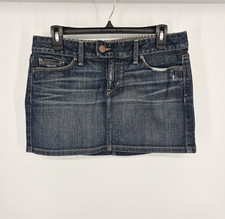 Gap Limited Edition Mini Jean Denim Skirt Sz 27 / 4 Lightly Distressed Vintage