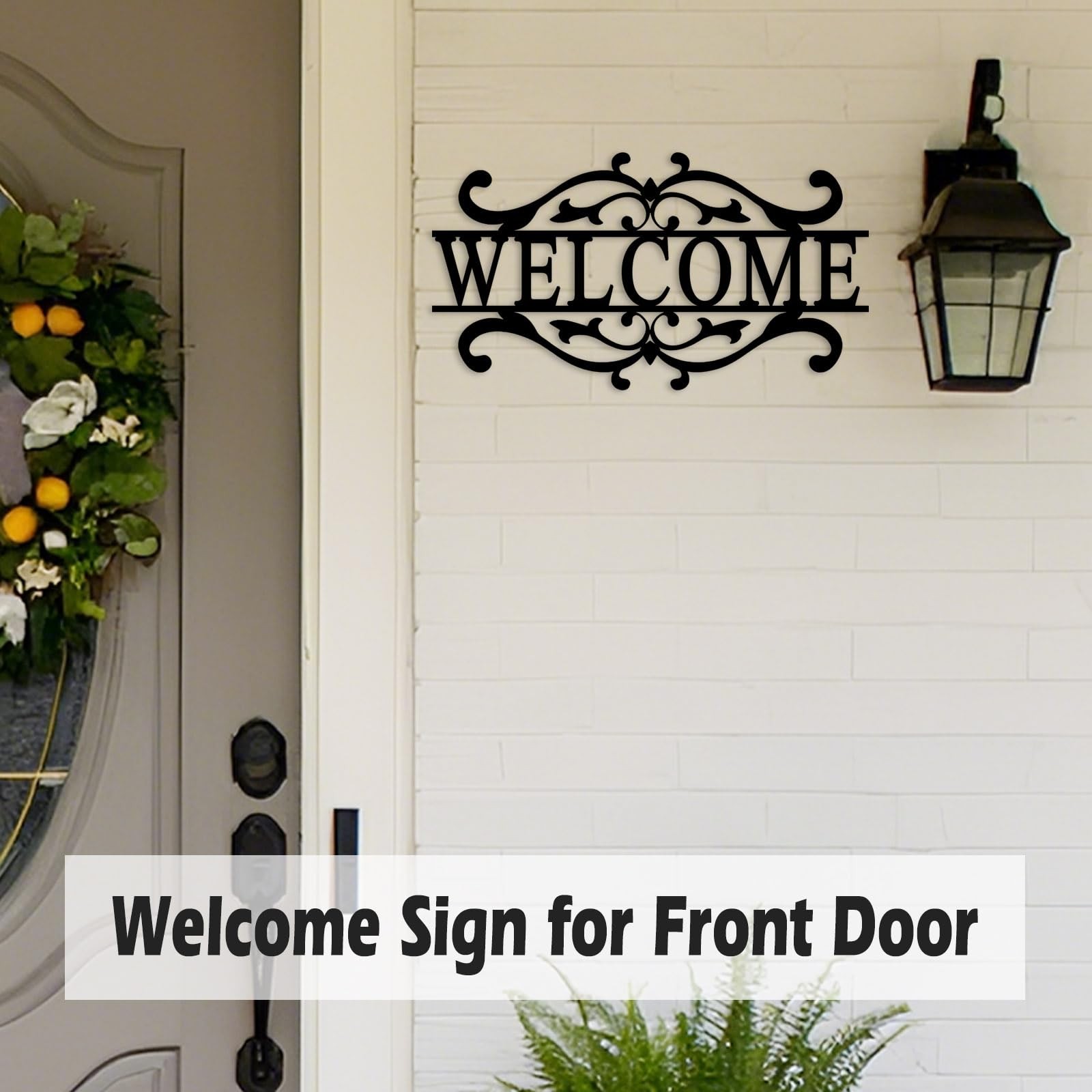 как выглядит AHYS Metal Welcome Sign for Front Door Welcome Door Sign Indoor Outdoor Black фото