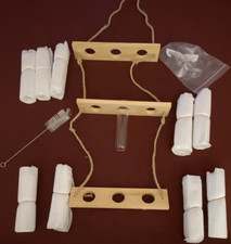 Hanging Wood  Glass Plant Propagation Station w/ Test Tube, Twine, Brush
