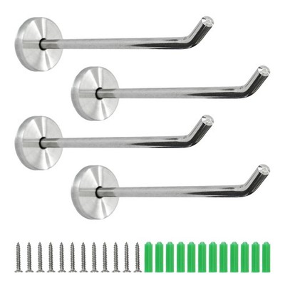 4 PCS 5.7 Inch Heavy Duty Stainless Steel Wall Mount Long Nose Coat Hook