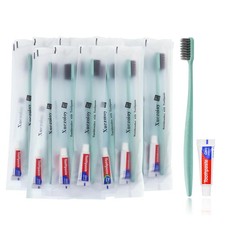 Disposable Toothbrushes Toothpaste 60Pack Green Individually Wrapped Travel