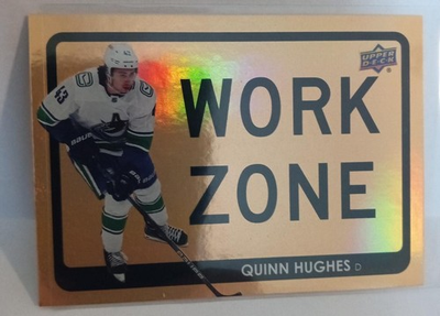 #ad #ad 21 22 UD..QUINN HUGHES..WORK ZONE..CARD # WZ 44..CANUCKS..FREE COMBINED SHIP C $7.99