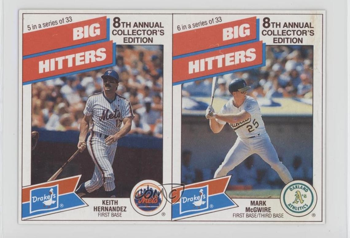 1988 Drake's Big Hitters/Super Pitchers Mark McGwire Keith Hernandez #5-6 5hy