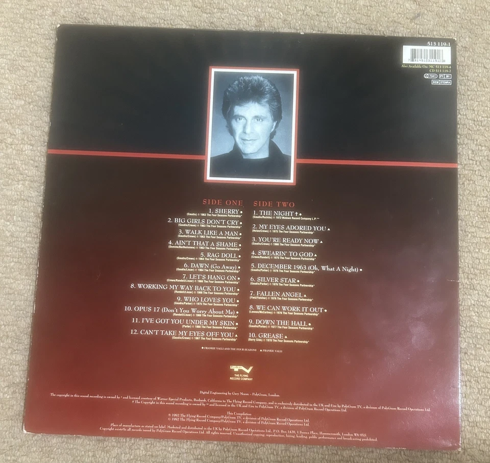 Frankie Valli The Four Seasons The Very Best Of LP 1992 Compilation VG+ F POST - Image 2 of 3
