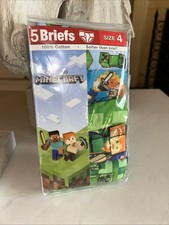 Minecraft Boys 5 Pack Underwear Briefs - Size 4 New