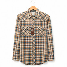 Wrangler Wrancher Shirt Mens Size XLT Brown Blue Plaid Pearl Snap Westerm NWT