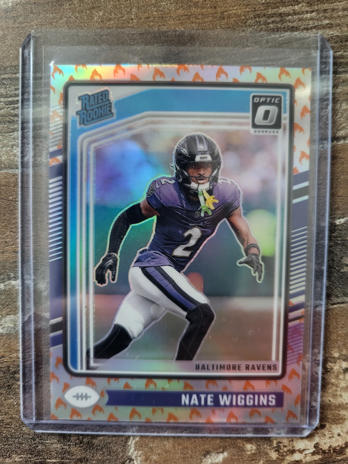 2024 Panini Optic Rated Rookie Nate Wiggins #281 Fire Emoji Prizm (RC) Ravens SP