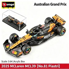 2025 Bburago 1:64 McLaren F1 MCL-39 #81 Oscar Piastri F1 Race Car Acrylic Box