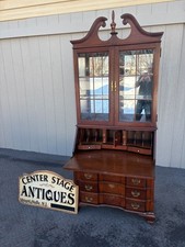 67438  Jasper Mahogany Secretary Desk with Glass Bookcase Top