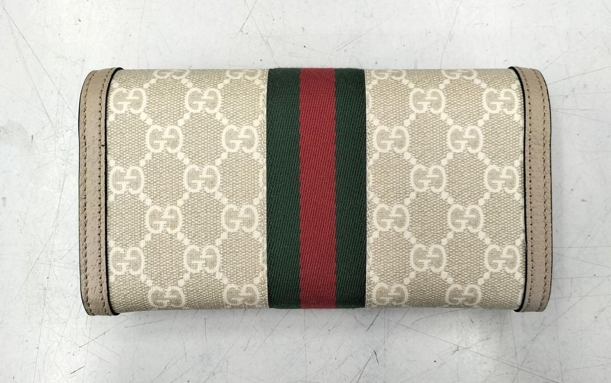 GUCCI Offdia Sherry Line Continental Wallet Beige | eBay