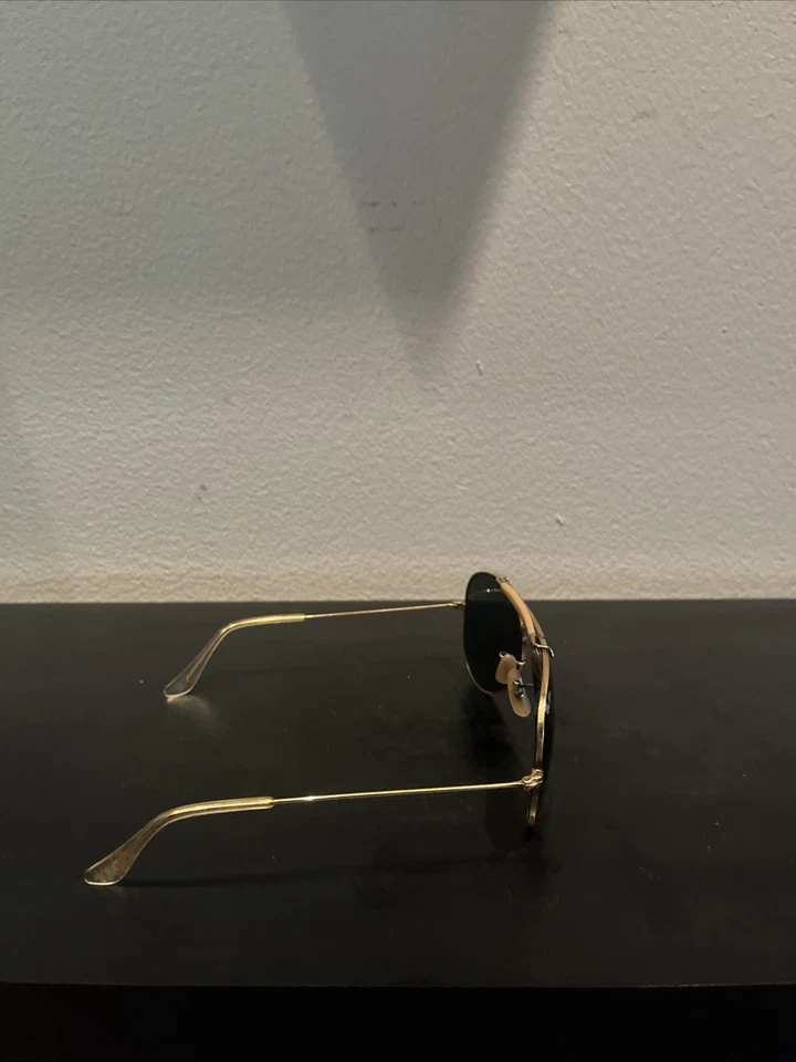 Gafas de sol Ray-Ban Aviator vintage con marco dorado, lentes verdes G-15 Foto 3 de 4