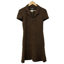 Chanel Dress Short/Long Sleeve Dark Brown Black Size Adjustable