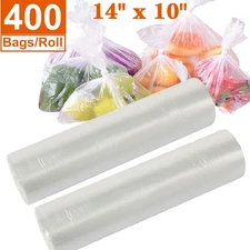 400 Bags/Roll Plastic Produce Bag on a Roll Bread & Grocery Clear Bag 10" X 14"