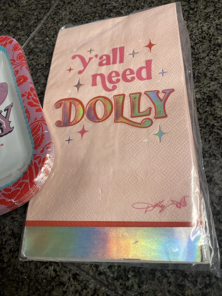 Y'All Need Dolly Parton Música Country "WWDD" Aperitivo Fiesta Platos y Servilletas Foto 2 de 4