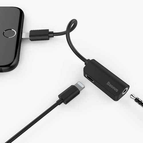 Adaptador de conector para auriculares Baseus de 3,5 mm para iPhone con puerto de carga - Imagen 3 de 7