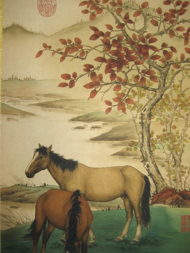 Old Chinese Antique painting about Horse on Rice paper By Lang Shining - Picture 3 of 5