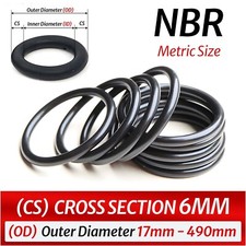 6.0mm Cross Section O Rings NBR Nitrile Rubber 17mm-490mm OD Oil Resistant Seals