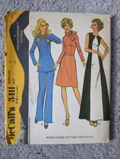 McCalls 3411 Tunic Long & Short A-line Evening Dress Sz 16 Bust 38 UNCUT 1970s