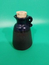 Rustic Art Pottery Jug With Cork Stopper Speckled Stoneware Charming 