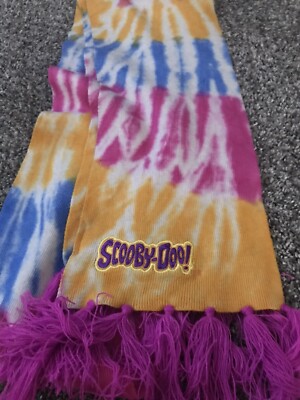 SCOOBY DOO LADIES WOMENS SCARF RAINBOW COLOR WINTER ACCESORY FRINGES NOVELTY NEW