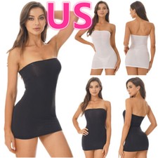 Women's Bodycon Dress See Through Tube Dress Strapless Teddy Chemise Clubwear