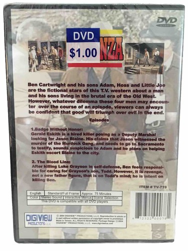 Bonanza - Volume 3 (DVD 2004) 2 Classic Episodes Michael Landon Brand New Sealed - Picture 2 of 2
