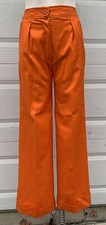 Vintage 1960s 70s Wide Cuffed Bell Bottoms Orange Pants