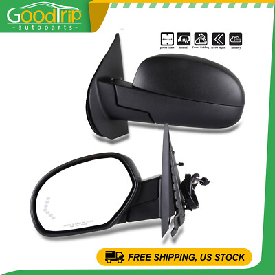 Fits 07-14 Chevy GMC Power Fold Memory Heated Puddle light Arrow Signal Mirrors