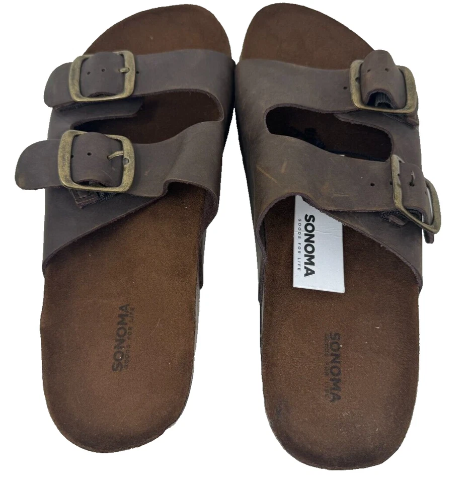 Sandalias Sonoma para mujer ilustraciones de doble correa deslizables marrón talla:10 196R Foto 3 de 4