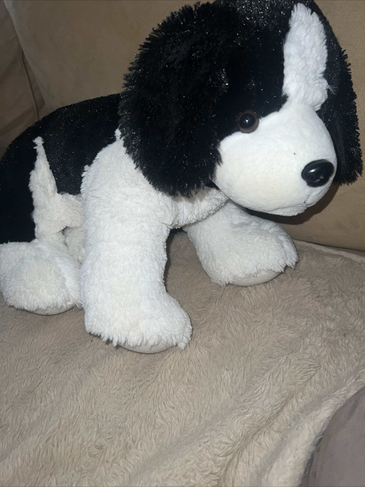 KIDS PREFERRED  PLUSH LOVEY SOFT BABY  black white puppy dog 18” Large