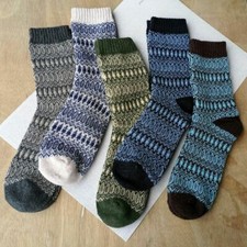 5 Pairs Men Wool Cashmere Socks Warm Thick Casual Soft Ripple Sport Winter Socks