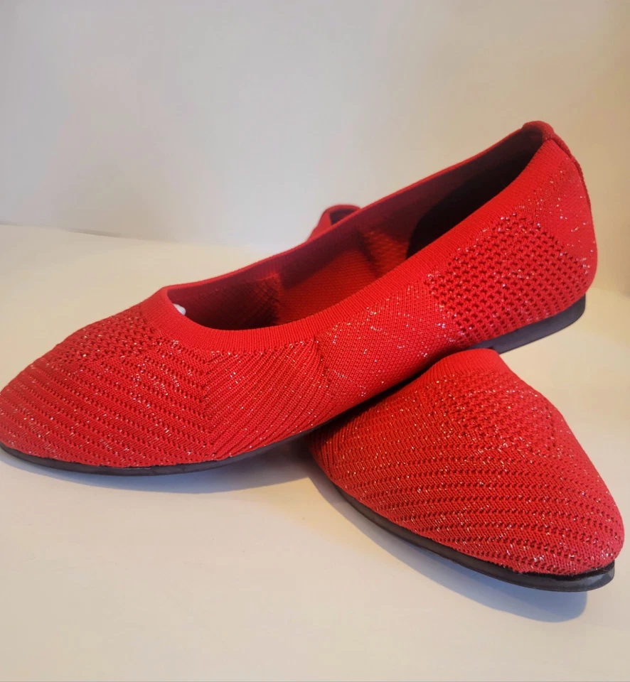 Sapatilhas de balé Bernie Mev NEW YORK malha com glitter vermelho 38/tamanho 7 - Imagem 4 de 4