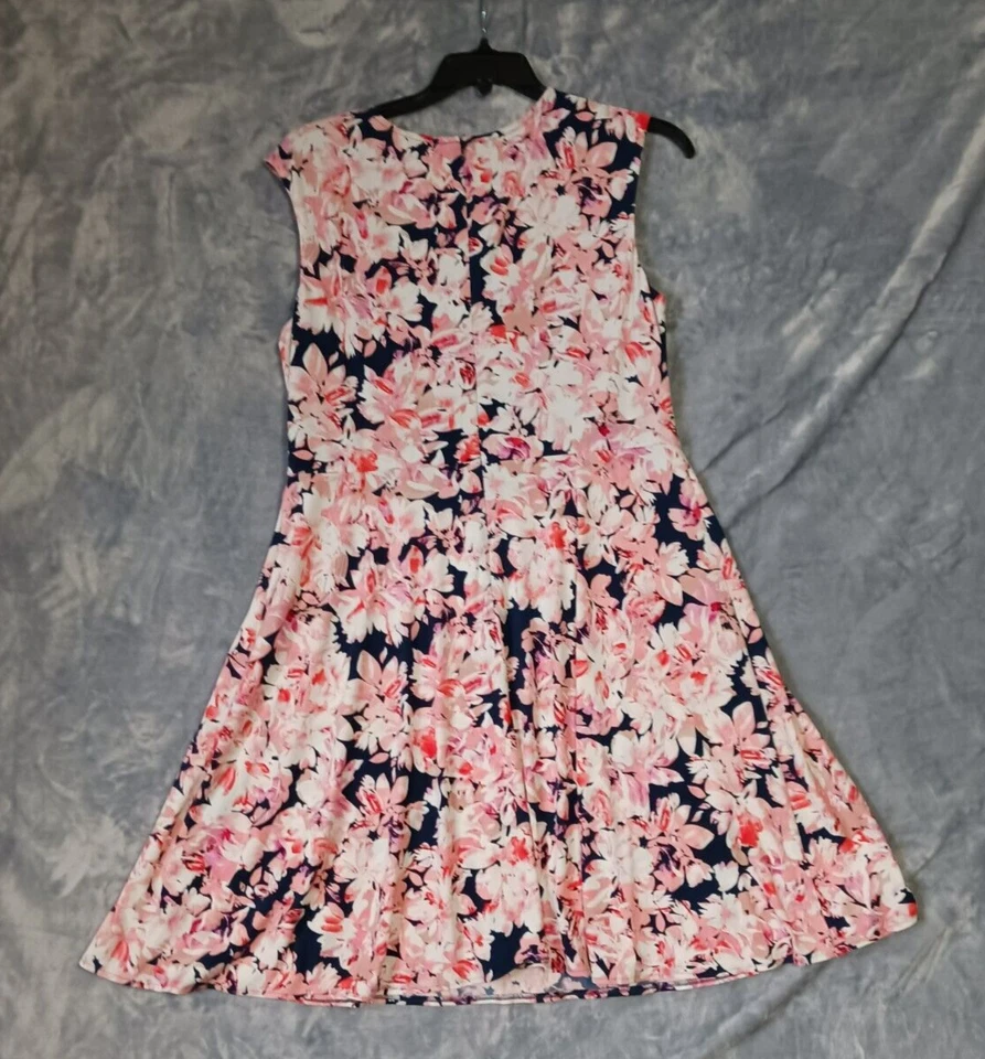 Liz Claiborne Dress Woman 16 Pink Blue Flower Bloom Lined Modern Chic Classic - Image 3 of 4