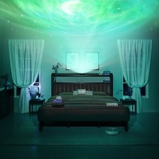 Upholstered Full/Queen Bed Frame with Starry Sky Lights  Multifunctional Storage