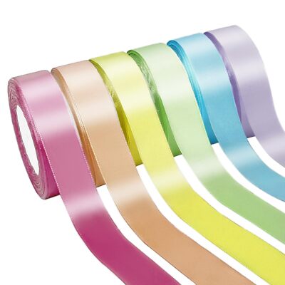150 Yards Macaron Satin Ribbon 1-1/2 Inch 6 Rolls Assortment Crafts Gift