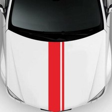 Car Vinyl Decal Sticker Sports Racing Long Stripes Hood Roof Trunk Set Of 3 Red Car Vinyl Decal Sticker Sports Racing Long Stripes Hood Roof Trunk Set Of 3 Red