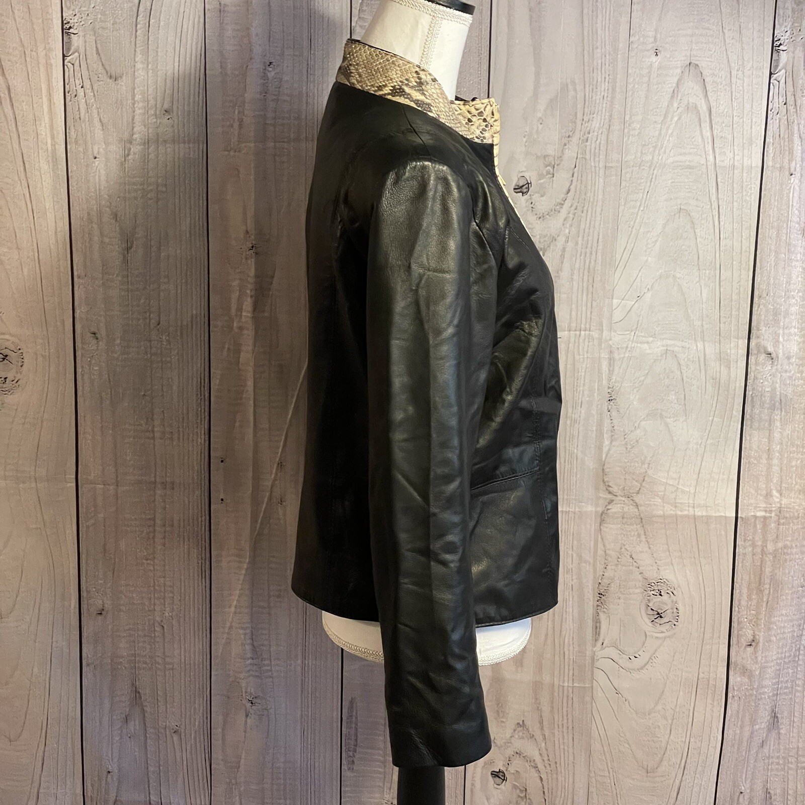 Image Leather Jacket, Medium, Black, Full Zip, Lo… - image 2