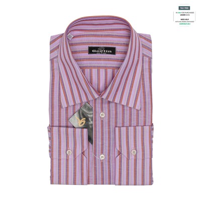 690$ LUXURY GERLIN Shirt Striped Cotton & Linen 16 - 41 3AA ZILLI