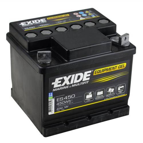 Batterie Exide equipement GEL ES450 12v 40ah pour batterie de servitude van