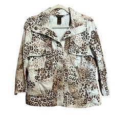 Multiples Jacket Womens Large Multicolor Animal Print Snap Button Pockets